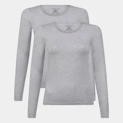 Bamboo Basics 2 pak grå langærmet bambus T-shirt til dame fra*Dame Langærmet T-Shirts