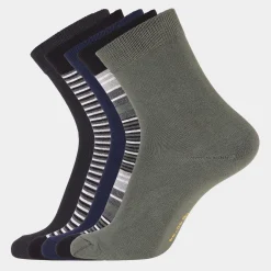 Copenhagen Bamboo 5 par bambus strømper i army og stribe mix*Børn Strømper|Strømper