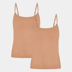 Copenhagen Bamboo 2 stk tan bambus top med tynde stropper fra*Dame Toppe|Undertrøjer