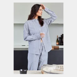 JBS of Denmark Bambus pyjamasbukser med brede hvide og grå striber fra*Dame Natbukser Og -Shorts|Bukser