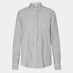 JBS of Denmark Bambus skjorte med brede hvide og grå striber fra*Dame Nattoppe Og -Skjorter|Skjorter