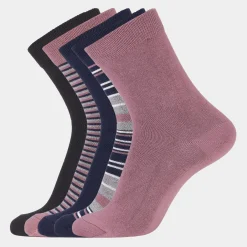 Copenhagen Bamboo Bambus strømper i mauve og striber til damer fra*Dame Strømper|Strømper