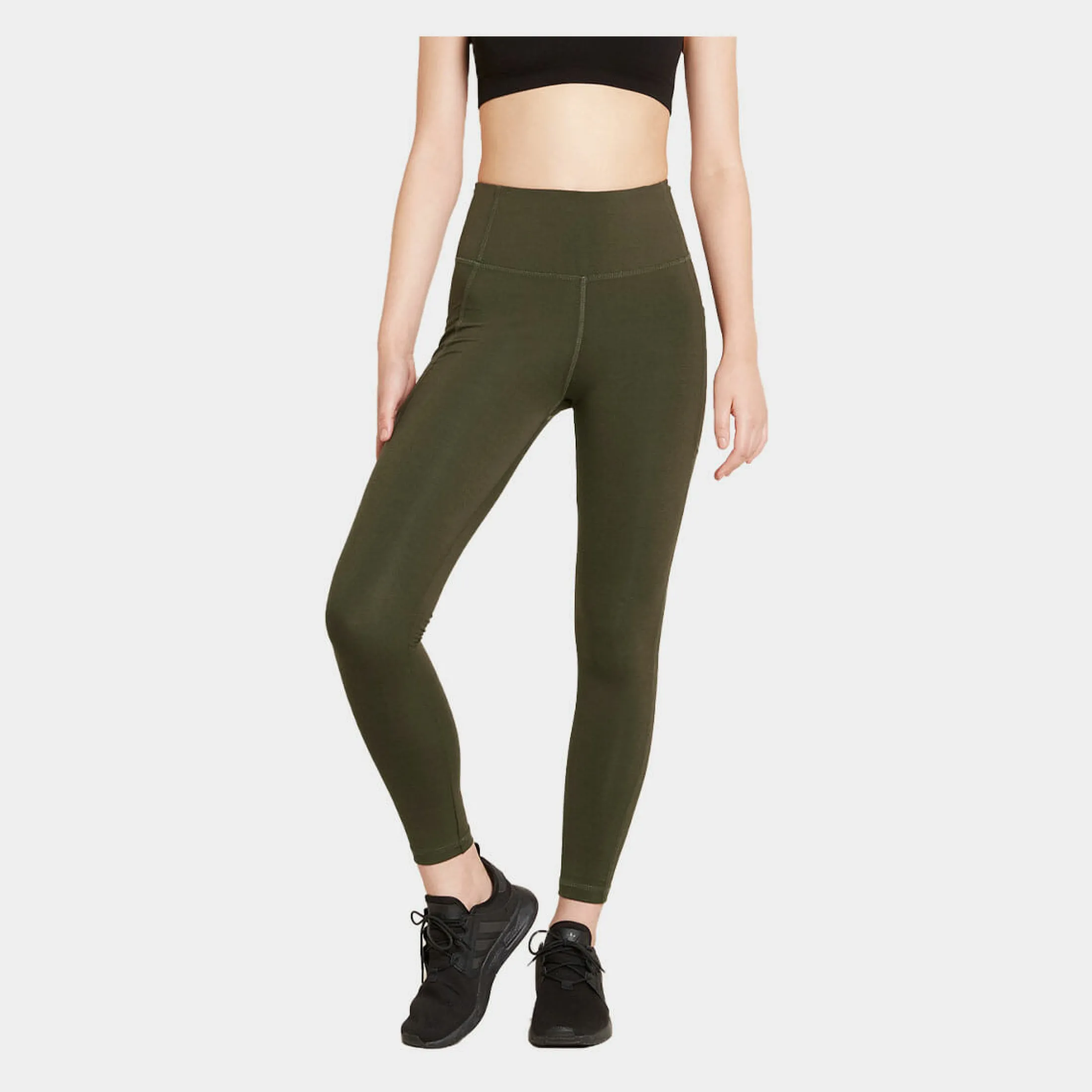 Boody Bambus træningstights i olivengrøn med høj talje til dame fra*Dame Træningsbukser