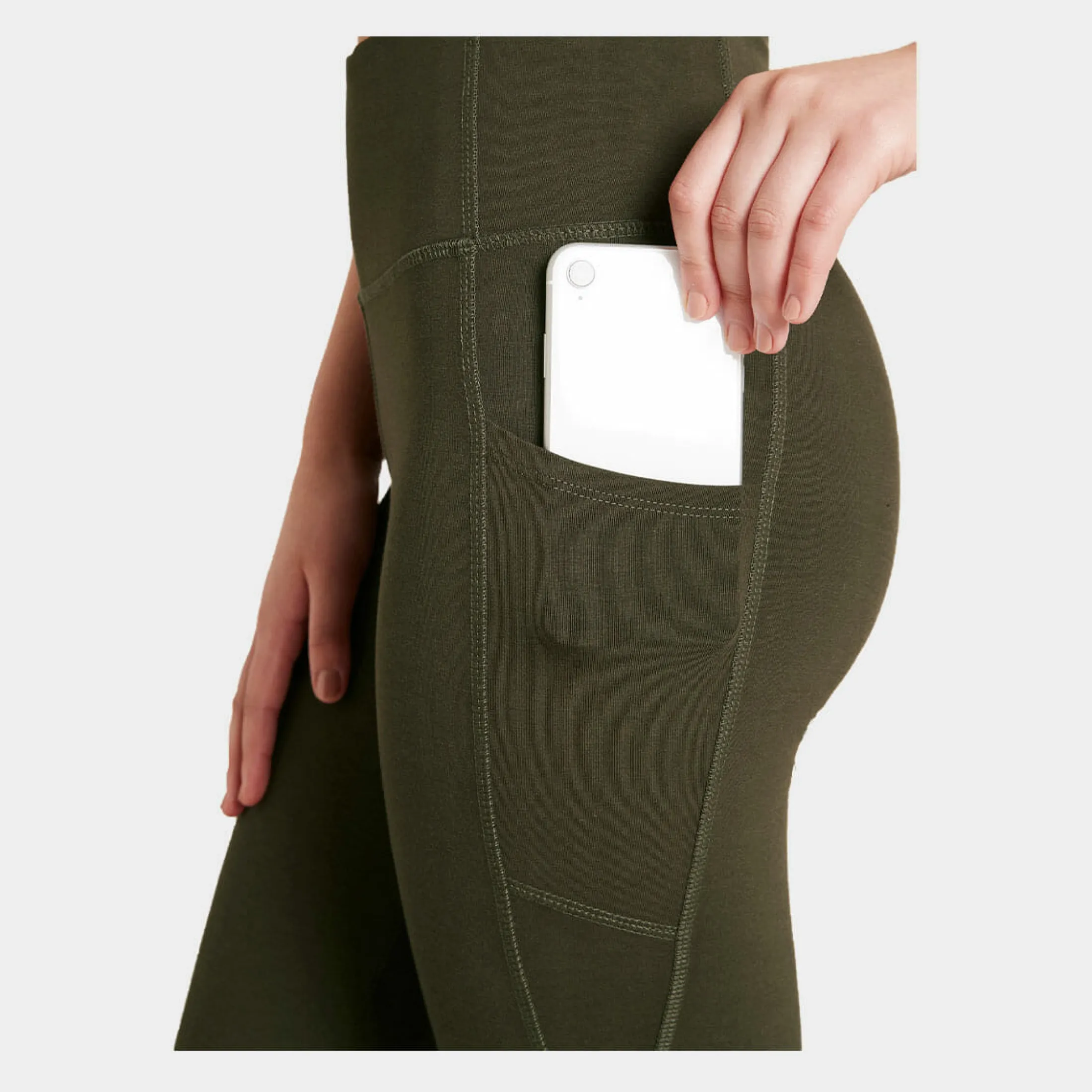 Boody Bambus træningstights i olivengrøn med høj talje til dame fra*Dame Træningsbukser