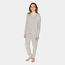 CCDK Britt bambus nattrøje med grå striber fra .*Dame Nattoppe Og -Skjorter