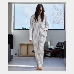 JBS of Denmark Hvide bambus pyjamasbukser med smalle grå striber fra*Dame Natbukser Og -Shorts|Bukser