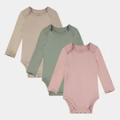 Bamboo Basics Langærmet bambus body - blå grøn beige - fra*Børn Bodyer