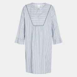 CCDK Nora bambus natkjole - blå, hvide og grå striber*Dame Natkjoler