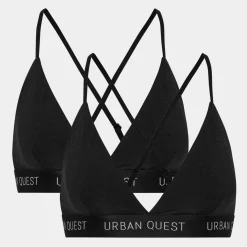 Urban Quest Sort bambus trekant-BH med justerbare stropper 2 pak fra*Dame Bh'Er Uden Bøjle